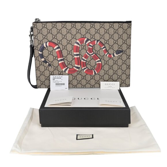 Gucci Unisex 473904 Bestiary GG Supreme with Kingsnake Large Pouch - Picture 5 of 7